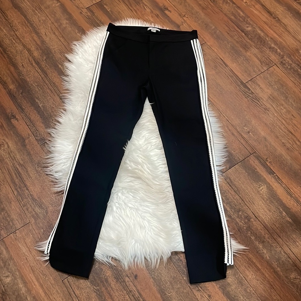 Zac by Zac Posen With and Black Mesh Tuxedo Stripe Trousers - Picture 1 of 7